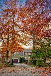 Preview wallpaper house, trees, leaves, autumn