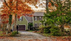 Preview wallpaper house, trees, leaves, autumn