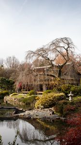 Preview wallpaper house, trees, river, water, landscape