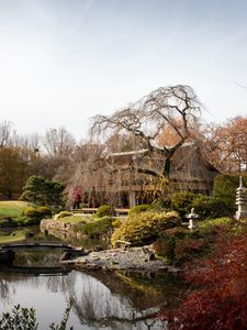Preview wallpaper house, trees, river, water, landscape