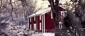 Preview wallpaper house, trees, snow, winter