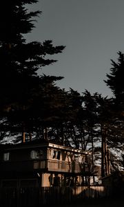 Preview wallpaper house, trees, solitude, sunset