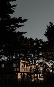 Preview wallpaper house, trees, solitude, sunset