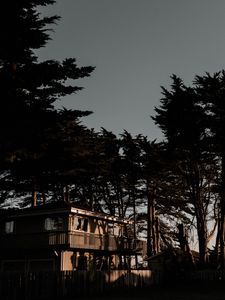 Preview wallpaper house, trees, solitude, sunset