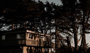 Preview wallpaper house, trees, solitude, sunset