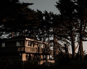 Preview wallpaper house, trees, solitude, sunset