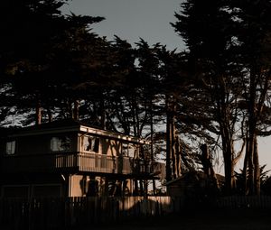 Preview wallpaper house, trees, solitude, sunset