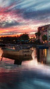 Preview wallpaper house, water, reflection, boats, sky, hdr