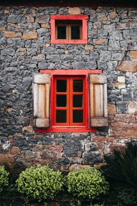 Preview wallpaper house, window, bushes, stone