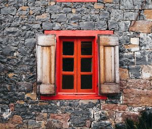 Preview wallpaper house, window, bushes, stone