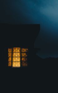 Preview wallpaper house, window, haze, dusk, dark, evening, light