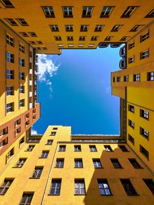 Preview wallpaper house, windows, building, bottom view, sky
