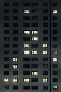 Preview wallpaper house, windows, lights, facade, dark