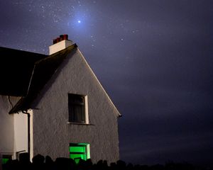 Preview wallpaper house, windows, night, starry sky, stars