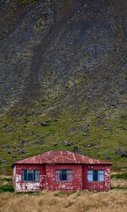 Preview wallpaper house, windows, slope, mountain, grass