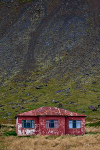 Preview wallpaper house, windows, slope, mountain, grass