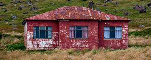 Preview wallpaper house, windows, slope, mountain, grass