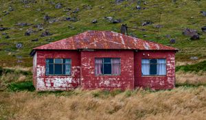 Preview wallpaper house, windows, slope, mountain, grass