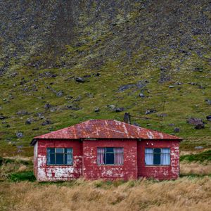 Preview wallpaper house, windows, slope, mountain, grass