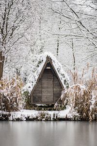 Preview wallpaper house, winter, river, snow, snowy