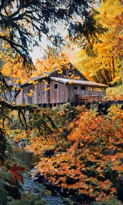 Preview wallpaper house, wooden, nature, autumn