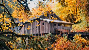 Preview wallpaper house, wooden, nature, autumn