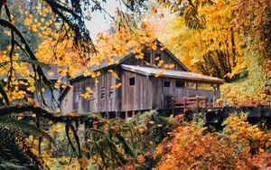 Preview wallpaper house, wooden, nature, autumn