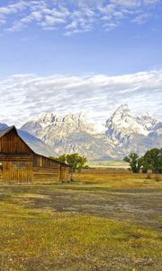 Preview wallpaper house, wooden, wyoming, field