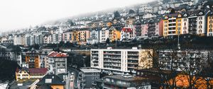 Preview wallpaper houses, aerial view, city, street, buildings, neuchatel, switzerland