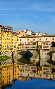Preview wallpaper houses, buildings, arch, river, reflection