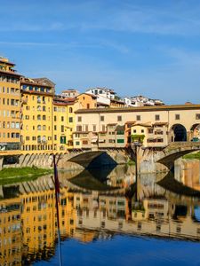 Preview wallpaper houses, buildings, arch, river, reflection