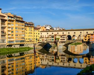 Preview wallpaper houses, buildings, arch, river, reflection