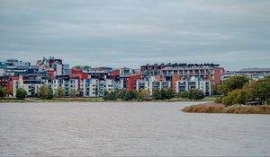 Preview wallpaper houses, buildings, architecture, pond, sky