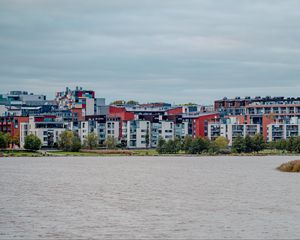 Preview wallpaper houses, buildings, architecture, pond, sky