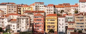 Preview wallpaper houses, buildings, architecture, city, roofs, road