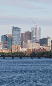 Preview wallpaper houses, buildings, bridge, trees, sea, city