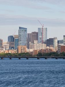 Preview wallpaper houses, buildings, bridge, trees, sea, city