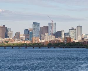 Preview wallpaper houses, buildings, bridge, trees, sea, city