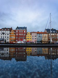 Preview wallpaper houses, buildings, city, water, reflection, copenhagen, denmark