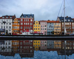 Preview wallpaper houses, buildings, city, water, reflection, copenhagen, denmark