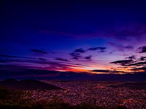 Preview wallpaper houses, buildings, city, hill, evening