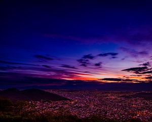 Preview wallpaper houses, buildings, city, hill, evening