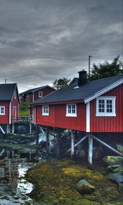 Preview wallpaper houses, buildings, coast, rocks, stones