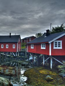 Preview wallpaper houses, buildings, coast, rocks, stones