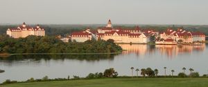 Preview wallpaper houses, buildings, grass, trees, river