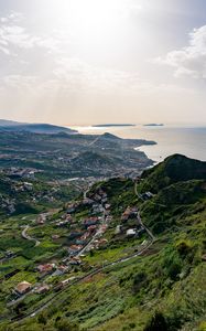 Preview wallpaper houses, buildings, hills, view, sea, city