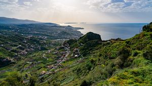 Preview wallpaper houses, buildings, hills, view, sea, city