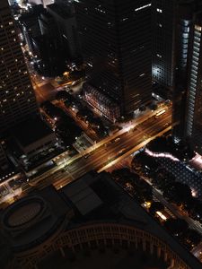 Preview wallpaper houses, buildings, lights, road, streets, city