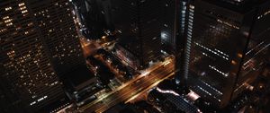 Preview wallpaper houses, buildings, lights, road, streets, city