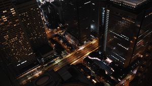 Preview wallpaper houses, buildings, lights, road, streets, city